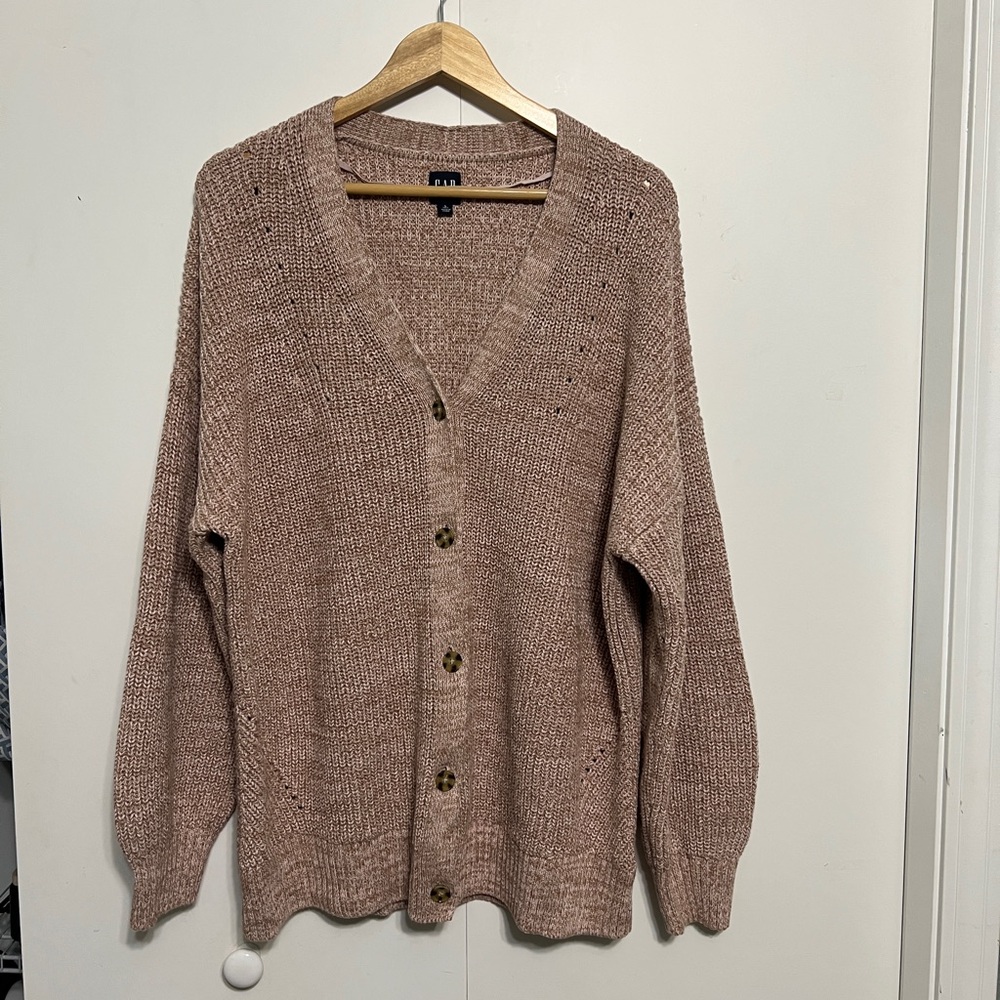 GAP Oversized Button-Up Knitted Sweater - Blush Pink